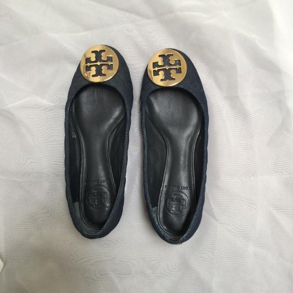 Tory Burch - Denim Quainn Ballet Flat-Quilted - Picture 1 of 8